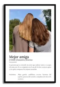 Crea tu póster "Mejor Amiga" personalizado con foto y definición única