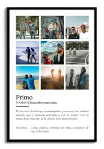 Crea un póster definición ‘Primo’ personalizable con foto y texto único