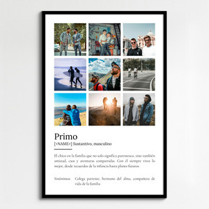 Crea un póster definición ‘Primo’ personalizable con foto y texto único