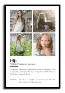 Crea tu póster definiciones: Personaliza con fotos y texto para regalar a tu hija