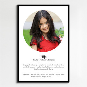 Crea tu póster definiciones: Personaliza con fotos y texto para regalar a tu hija