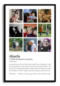 Crea la definición perfecta para Oma: add fotos y personaliza tu regalo.