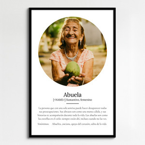 Crea la definición perfecta para Oma: add fotos y personaliza tu regalo.