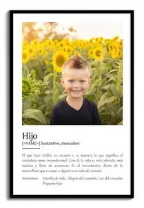 Crea tu Póster Definición 'Hijo' personalizado con tus fotos y texto único