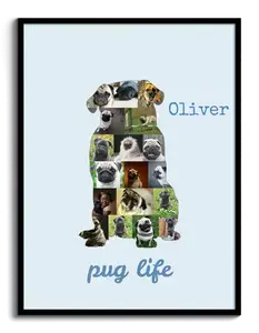 Crea tu fotocollage de Mops personalizado: Silueta creativa con tus mejores fotos
