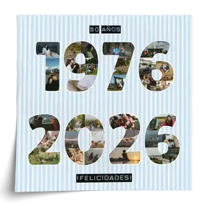 Collage de fotos con dos años - Diseña el tuyo (1975-2025) para cumpleaños o aniversarios