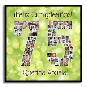Crea tu collage de fotos 75 para abuela, fondo verde - regalo de cumpleaños personalizado