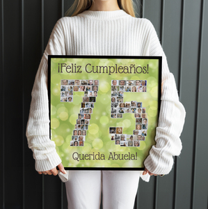 Crea tu collage de fotos personalizado "75" para el cumpleaños de tu abuela