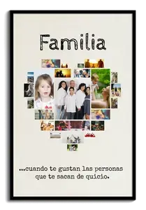 Crea tu Collage de Familia en Forma de Corazón - Personaliza Tu Mensaje Divertido