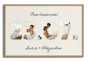 Collage fecha de boda con tus fotos en lienzo: crea el tuyo con nombres