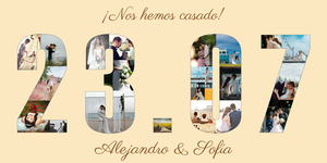 Crea tu collage de boda personalizado con fotos y fecha en lienzo