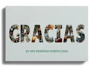 Crea tu póster "GRACIAS" personalizado con fotos y mensaje especial.