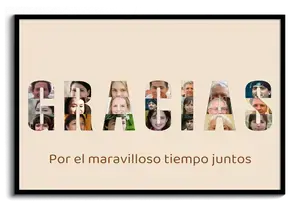 Crea tu póster "GRACIAS" personalizado con fotos y mensaje especial.