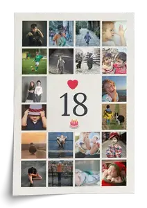 Collage con fotos en número 18: crea tu regalo personalizado cumple 18 o mayoría de edad Collage con fotos en número 18: crea tu regalo personalizado cumple 18 o mayoría de edad