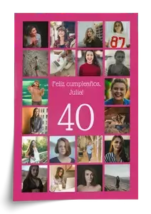 Collage número 40 con tus fotos: crea el regalo para 40º cumpleaños o 40º aniversario