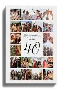 Collage número 40 con tus fotos: crea el regalo para 40º cumpleaños o 40º aniversario