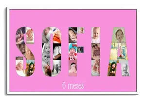 Crea tu collage personalizado: Nombre y fotos para el bebé en fondo lila