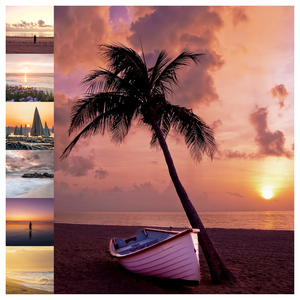 Collage de paisajes para impresión premium: playas, lagos y montañas. Crea el tuyo