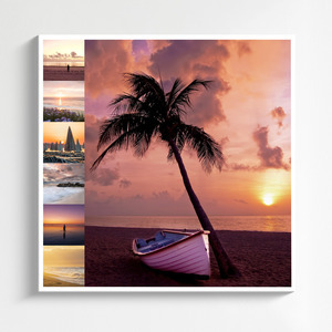 Collage de paisajes para impresión premium: playas, lagos y montañas. Crea el tuyo