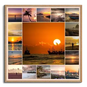 Collage de paisajes para impresión premium: playas, lagos y montañas. Crea el tuyo