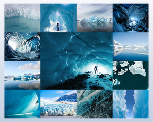 Crea tu collage de naturaleza: dunas, glaciares y cuevas de hielo con impresión premium