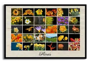Póster collage de flores, diseño clásico en cuadrícula: personaliza tus fotos y el texto