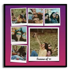 Crea tu propia fotocollage retro con estilo Polaroid y fondo personalizable
