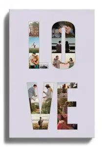 Collage LOVE con Fotos Personales y Fondo Naranja