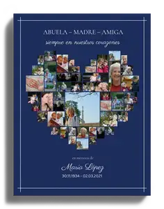 Collage Corazón Conmemorativa Personalizada en Lienzo Premium