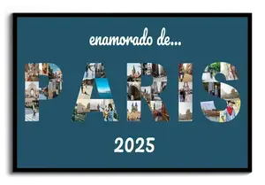 Collage de letras París en lienzo: personalízalo con tus fotos y año