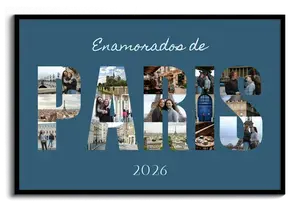 Collage de letras París en lienzo: personalízalo con tus fotos y año