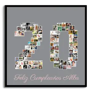 Collage de Fotos en Forma de "20" - Personaliza y Regala Recuerdos Únicos