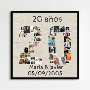 Collage de Fotos en Forma de "20" - Personaliza y Regala Recuerdos Únicos