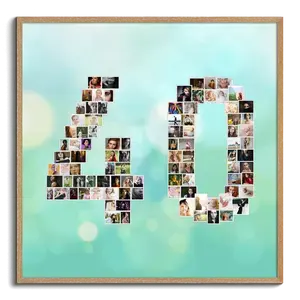 Crea un collage personalizado en forma de "40" para cumpleaños o aniversarios