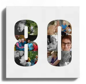 Crea un collage de números '80' para cumpleaños o aniversarios únicos