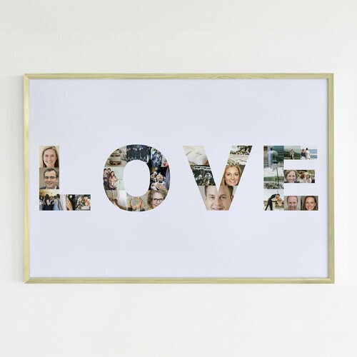 Collage de fotos "LOVE" personalizable para bodas - Crea tu recuerdo romántico