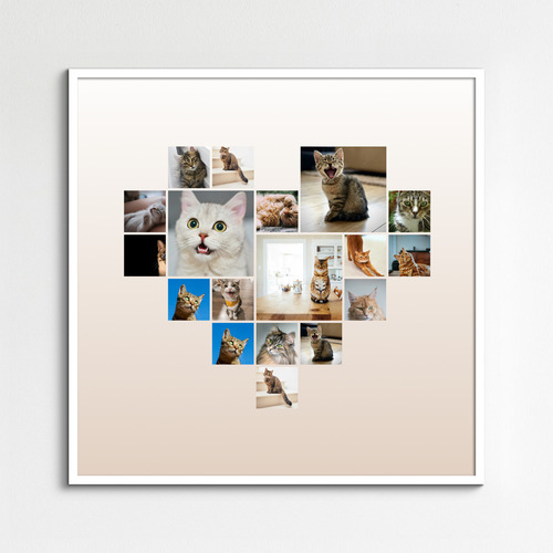 Collage corazón con fotos de tu gato: crea el tuyo con texto o nombre personalizado