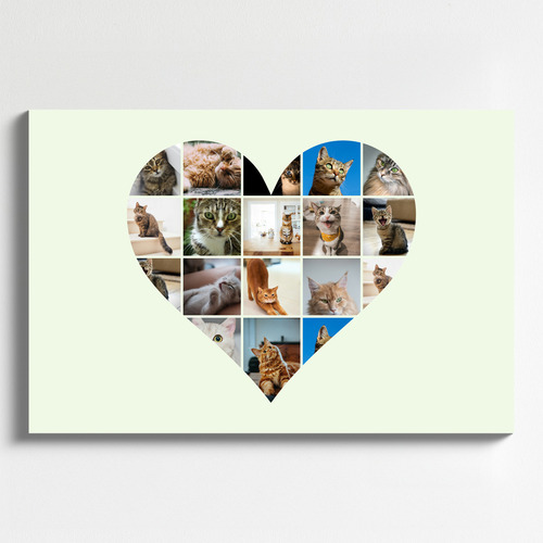 Collage corazón con fotos de tu gato: crea el tuyo con texto o nombre personalizado