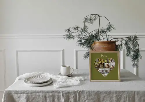 Collage Corazón con Fotos de Gato y Texto