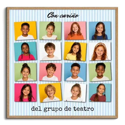 Foto de grupo con fotos de ninos como collage crear regalo de despedida maestro