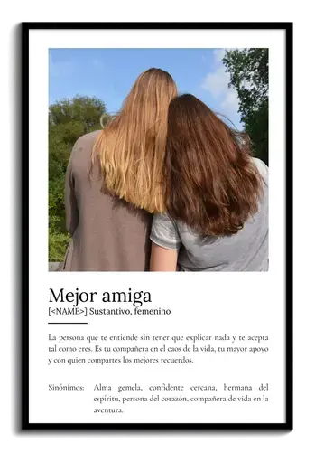 Crea tu póster "Mejor Amiga" personalizado con foto y definición única