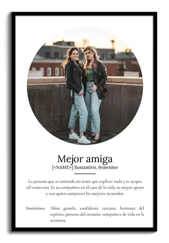 Crea tu póster "Mejor Amiga" personalizado con foto y definición única