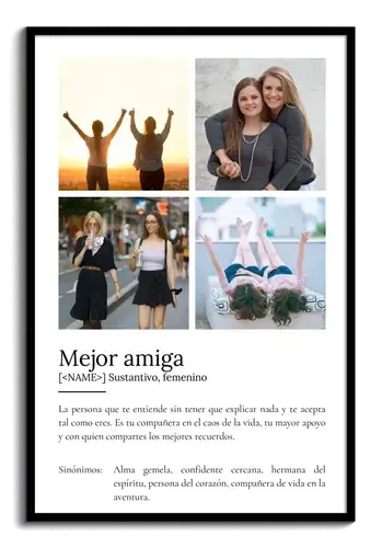 Crea tu póster "Mejor Amiga" personalizado con foto y definición única