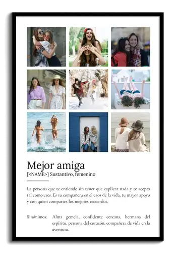 Crea tu póster "Mejor Amiga" personalizado con foto y definición única