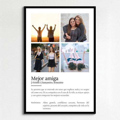 Crea tu póster "Mejor Amiga" personalizado con foto y definición única