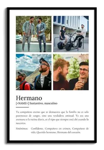 Regala un Poster de Definición personalizable para Hermanos: Añade tus fotos y texto