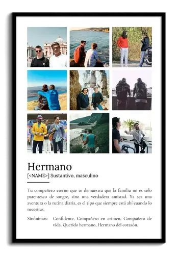 Regala un Poster de Definición personalizable para Hermanos: Añade tus fotos y texto