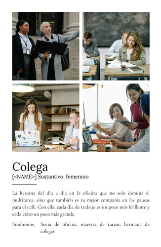 Crea un póster definitorio para tu colega con fotos y texto personalizado