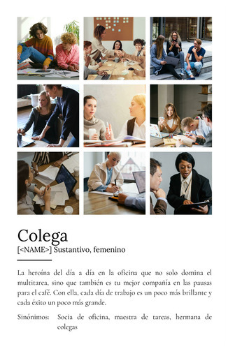 Crea un póster definitorio para tu colega con fotos y texto personalizado
