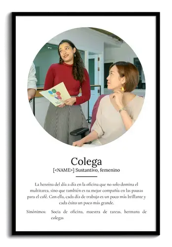 Crea un póster definitorio para tu colega con fotos y texto personalizado